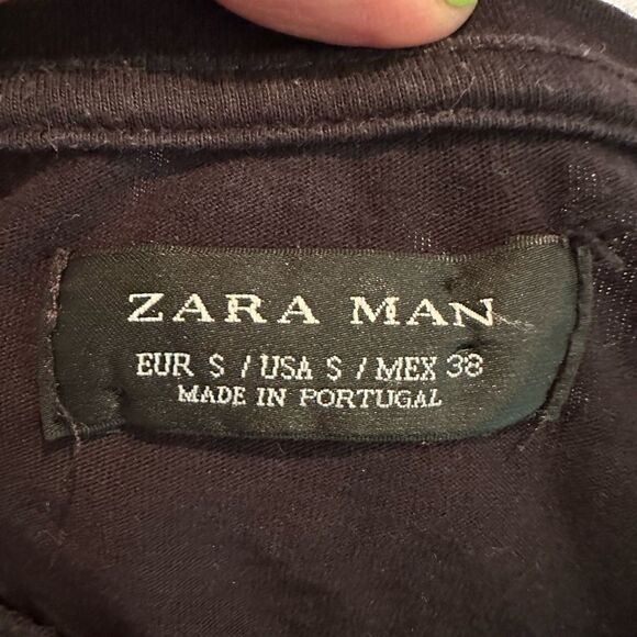 Zara Man Tshirt Skull Floral Black Size S Halloween - Picture 6 of 6